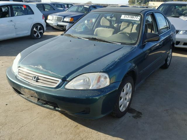 2HGEJ6672XH500050 - 1999 HONDA CIVIC LX GREEN photo 2