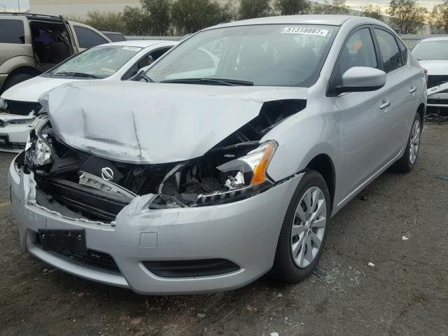 3N1AB7AP5EL662432 - 2014 NISSAN SENTRA S SILVER photo 2