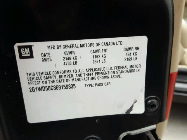 2G1WD58C869159835 - 2006 CHEVROLET IMPALA SUP 黑色 照片 10