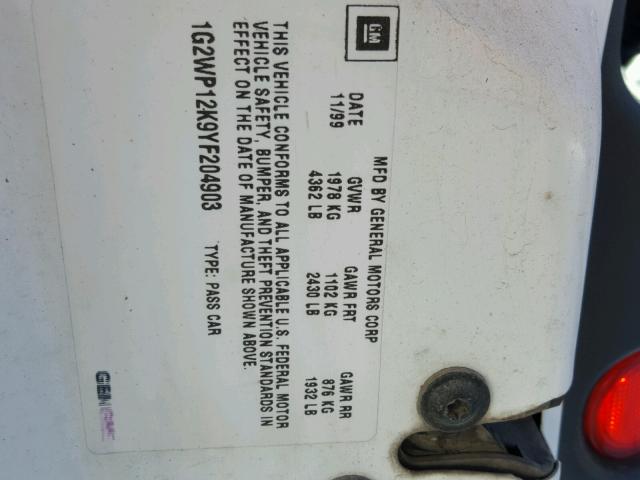 1G2WP12K9YF204903 - 2000 PONTIAC GRAND PRIX თეთრი ფოტო 10