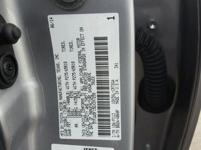 5TFUW5F15EX397250 - 2014 TOYOTA TUNDRA DOU GRAY photo 10