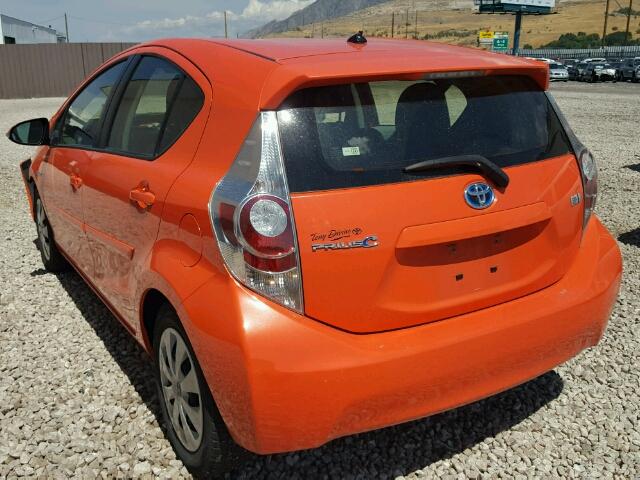 JTDKDTB37C1022484 - 2012 TOYOTA PRIUS C ORANGE photo 3