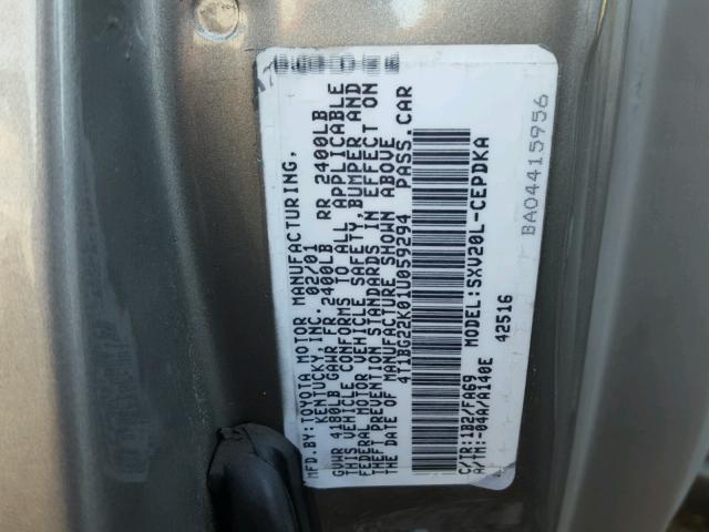 4T1BG22K01U059294 - 2001 TOYOTA CAMRY CE TAN photo 10