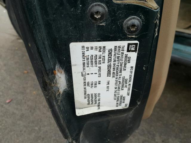 1GNDX33L15D246602 - 2005 CHEVROLET UPLANDER L მწვანე ფოტო 10