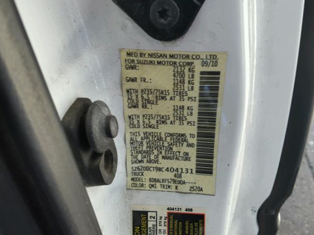 5Z62D0CT9BC404131 - 2011 SUZUKI EQUATOR BA WHITE photo 10