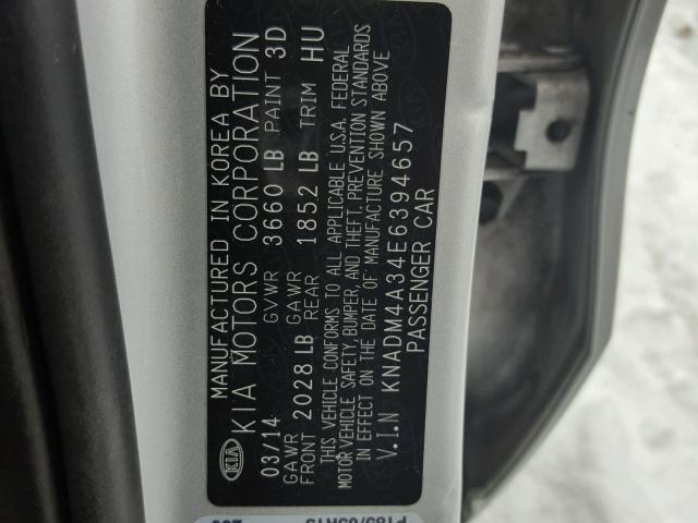 KNADM4A34E6394657 - 2014 KIA RIO LX Արծաթագույն լուսանկար 10