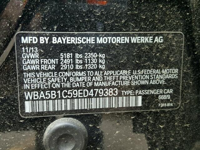 WBA5B1C59ED479383 - 2014 BMW 535 I BLACK photo 10