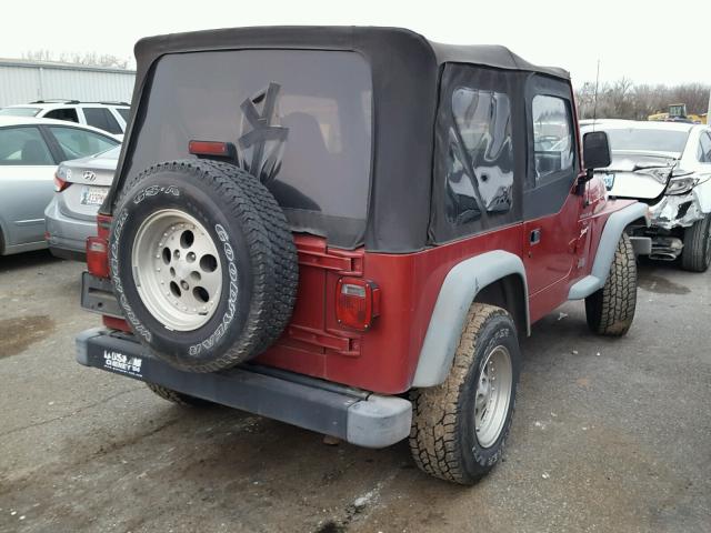 1J4FY19S3WP777070 - 1998 JEEP WRANGLER / RED photo 4