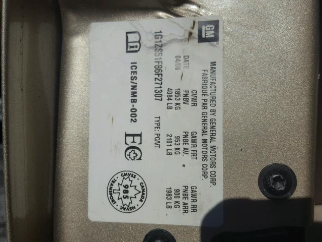 1G1ZS51F86F271307 - 2006 CHEVROLET MALIBU LS Qızıl foto 10