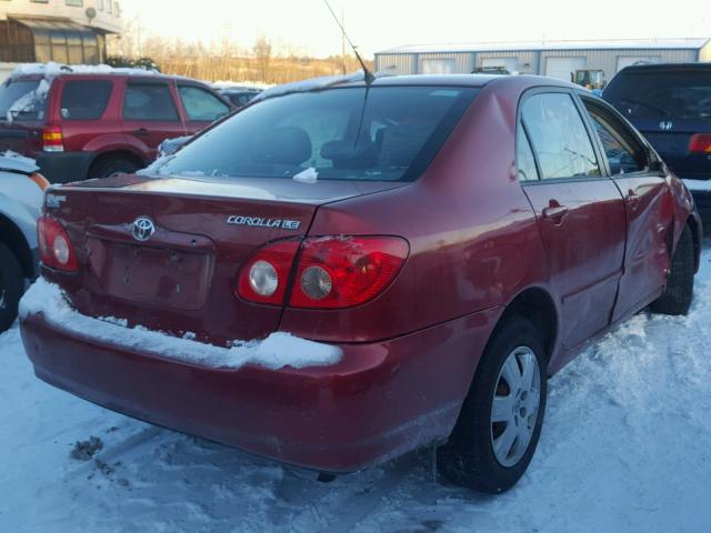 2T1BR30E85C323382 - 2005 TOYOTA COROLLA CE RED photo 4