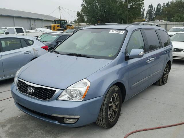 KNDMH4C77E6554330 - 2014 KIA SEDONA EX BLUE photo 2