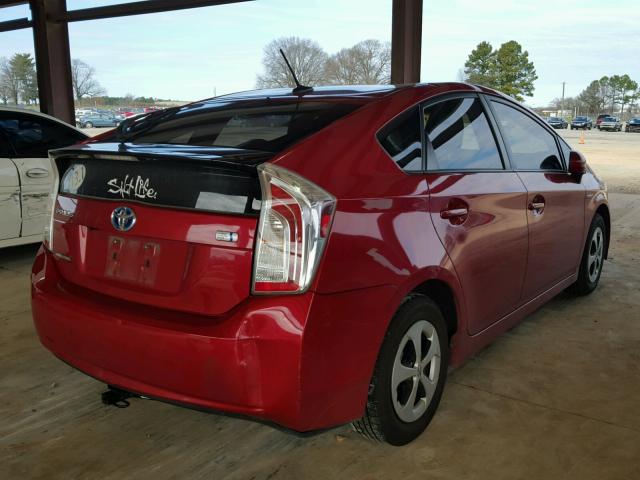 JTDKN3DU7C1582475 - 2012 TOYOTA PRIUS RED photo 4