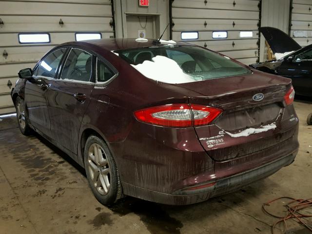 3FA6P0HR5DR199020 - 2013 FORD FUSION SE MAROON photo 3