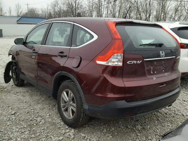 5J6RM4H33CL025988 - 2012 HONDA CR-V LX MAROON photo 3