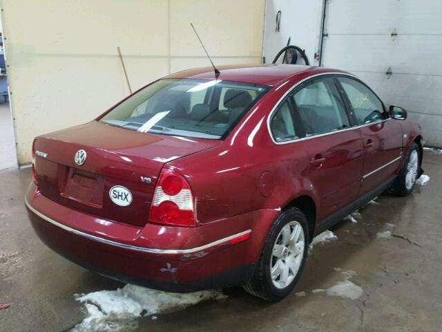 WVWRH63B72P304811 - 2002 VOLKSWAGEN PASSAT GLX MAROON photo 4