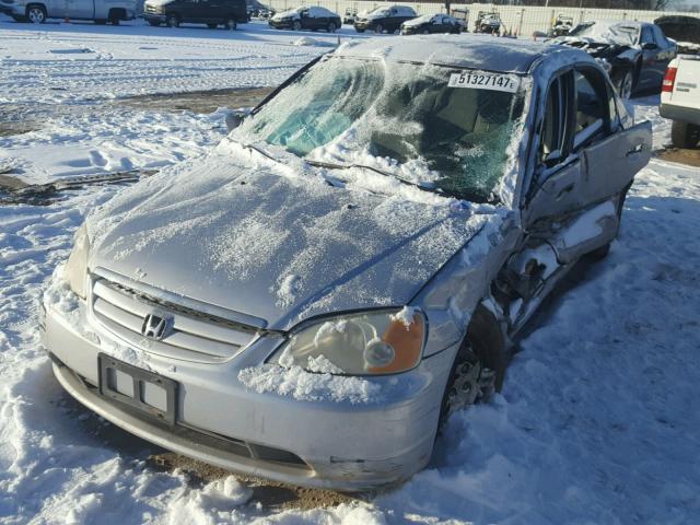 1HGES16581L073093 - 2001 HONDA CIVIC LX SILVER photo 2