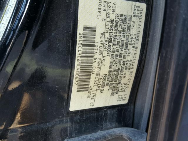 3N1BC13E89L400677 - 2009 NISSAN VERSA S BLACK photo 10