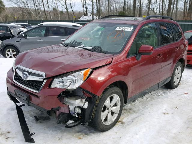 JF2SJADC5FH816858 - 2015 SUBARU FORESTER 2 RED photo 2