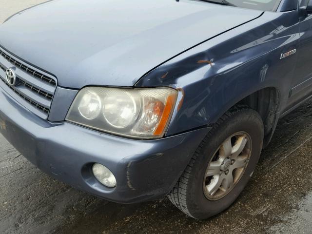 JTEHF21A620045365 - 2002 TOYOTA HIGHLANDER BLUE photo 9