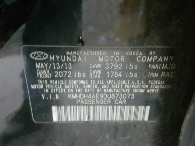 KMHDH4AE9DU873073 - 2013 HYUNDAI ELANTRA GL BLACK photo 10