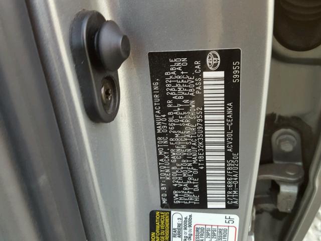 4T1BE32K35U979552 - 2005 TOYOTA CAMRY LE GRAY photo 10