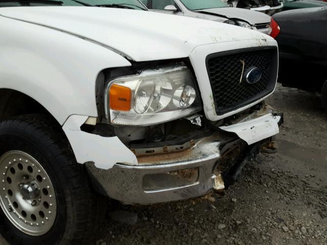 1FTVX14525NC01602 - 2005 FORD F150 WHITE photo 9