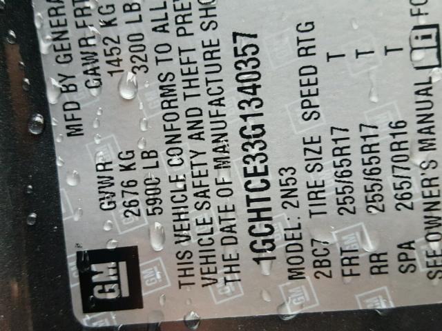 1GCHTCE33G1340357 - 2016 CHEVROLET COLORADO L GRAY photo 10