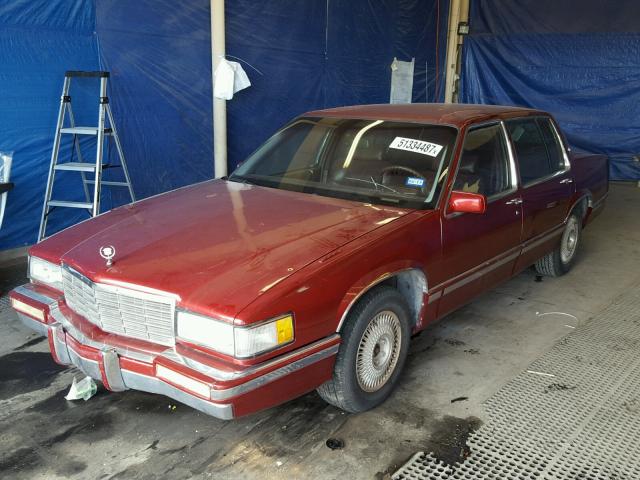 1G6CD53B5P4248391 - 1993 CADILLAC DEVILLE MAROON photo 2