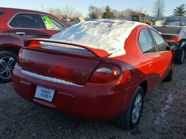 1B3ES56CX5D171841 - 2005 DODGE NEON SXT RED photo 4