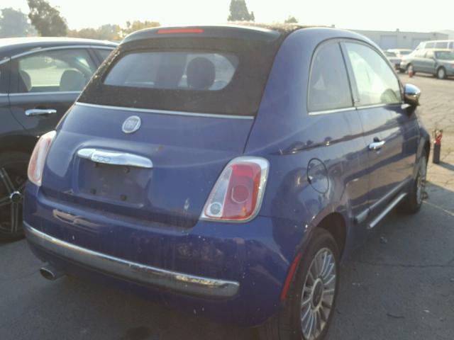 3C3CFFER5CT109362 - 2012 FIAT 500 LOUNGE BLUE photo 4