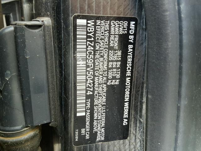 WBY1Z4C59FV504274 - 2015 BMW I3 REX Qəhvəyi foto 10