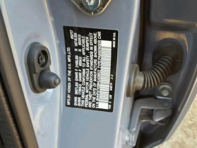 SHHFK7H26HU426922 - 2017 HONDA CIVIC LX SILVER photo 10