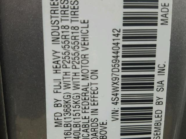 4S4WX97D594404142 - 2009 SUBARU TRIBECA LI 灰色 照片 10