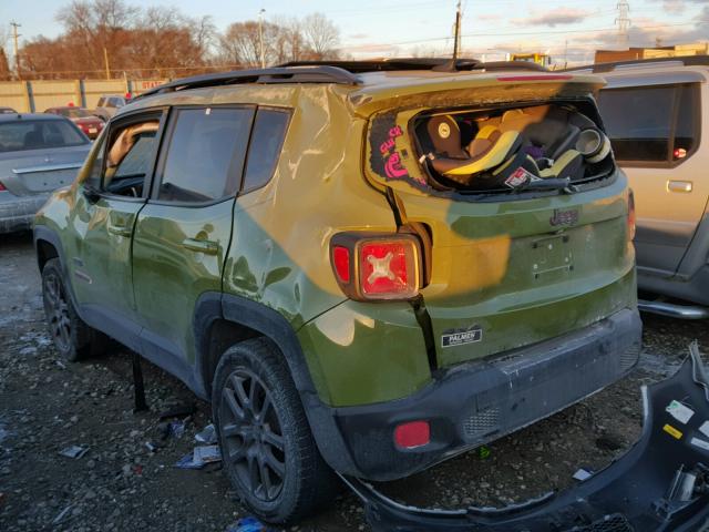 ZACCJBBT4GPC86081 - 2016 JEEP RENEGADE L GREEN photo 3