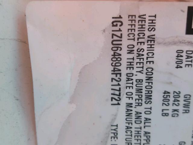 1G1ZU64894F217721 - 2004 CHEVROLET MALIBU MAX 白色 照片 10