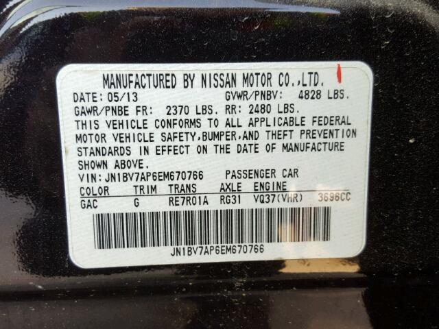 JN1BV7AP6EM670766 - 2014 INFINITI Q50 BASE BLACK photo 10