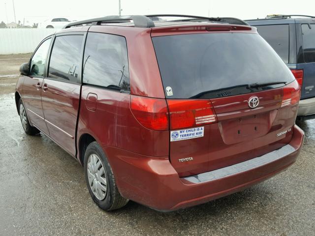 5TDZA23C24S203562 - 2004 TOYOTA SIENNA CE RED photo 3