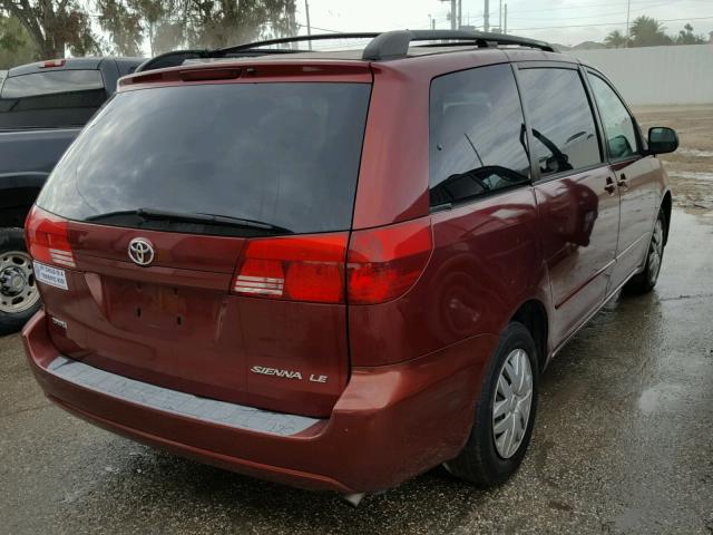 5TDZA23C24S203562 - 2004 TOYOTA SIENNA CE RED photo 4