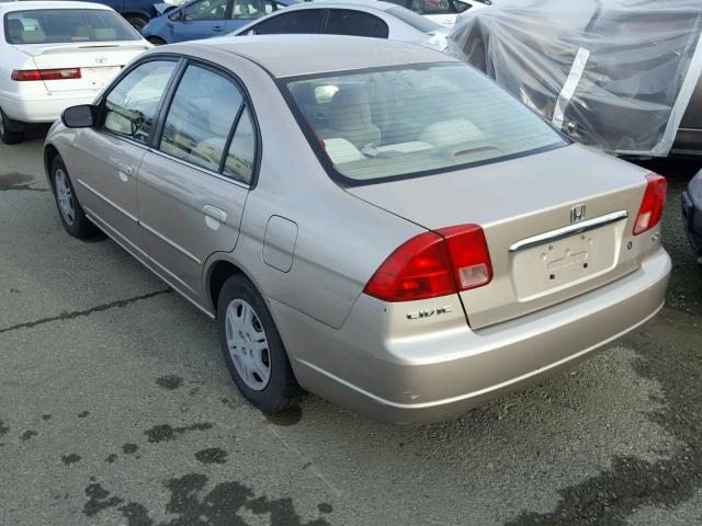 JHMES16592S003588 - 2002 HONDA CIVIC LX BEIGE photo 3