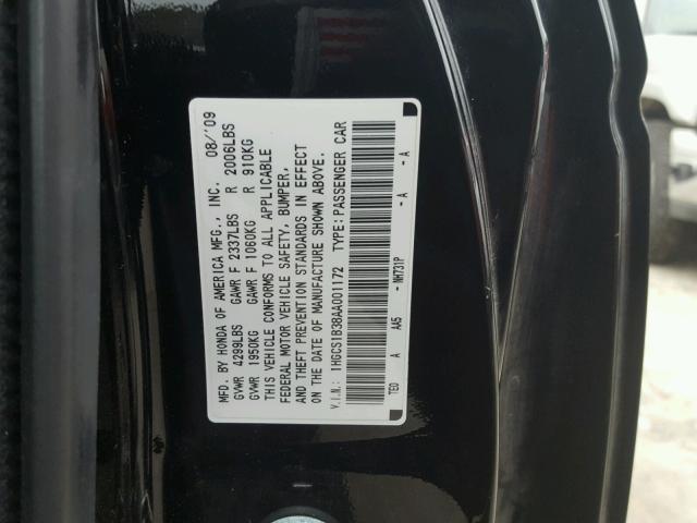 1HGCS1B38AA001172 - 2010 HONDA ACCORD LX BLACK photo 10