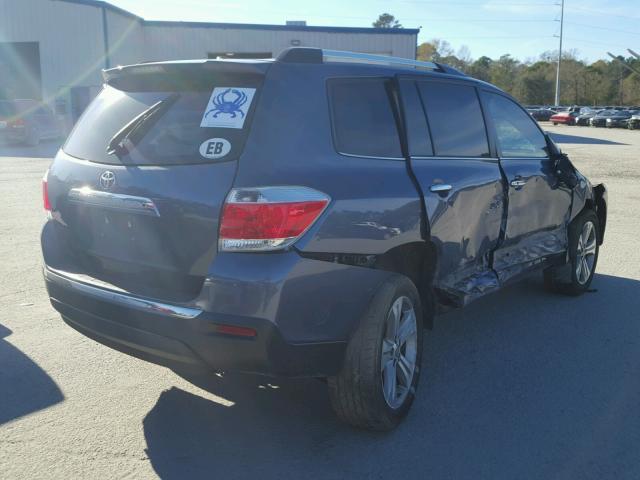 5TDYK3EH3DS094133 - 2013 TOYOTA HIGHLANDER BLUE photo 4