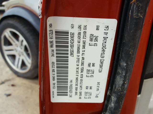 2B3KA53H36H195067 - 2006 DODGE CHARGER R/ ORANGE photo 10