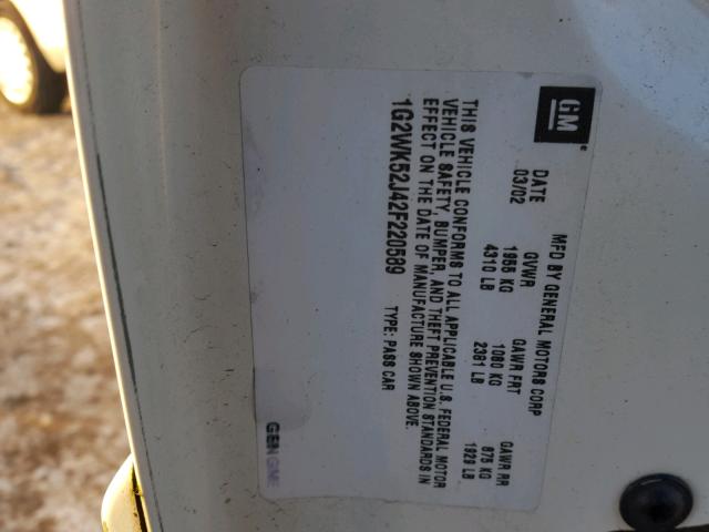 1G2WK52J42F220589 - 2002 PONTIAC GRAND PRIX Ağ foto 10