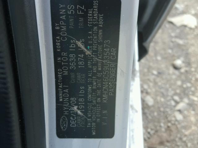 KMHCN46C59U335473 - 2009 HYUNDAI ACCENT GLS SILVER photo 10