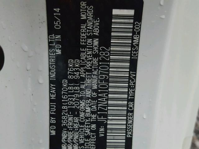 JF1ZNAA10F9701282 - 2015 TOYOTA SCION FR-S თეთრი ფოტო 10