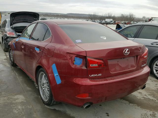 JTHBK262662013225 - 2006 LEXUS IS 250 MAROON photo 3