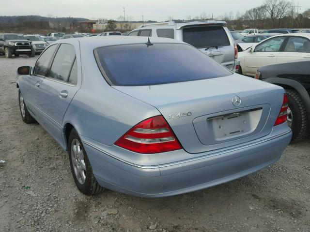 WDBNG70J82A279129 - 2002 MERCEDES-BENZ S 430 BLUE photo 3