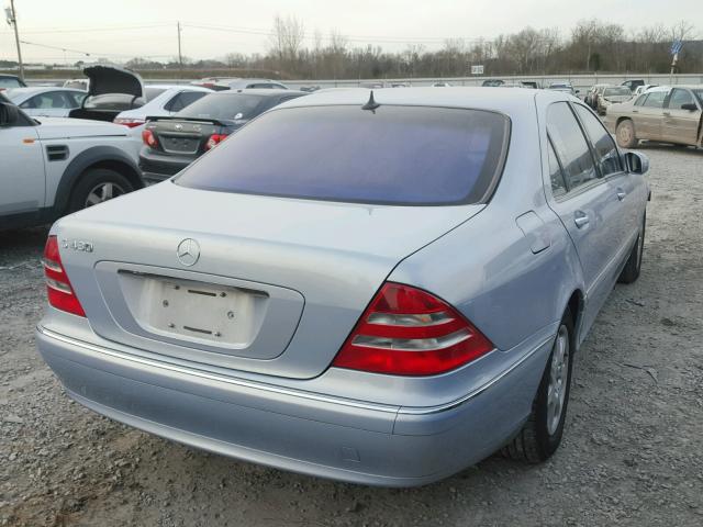 WDBNG70J82A279129 - 2002 MERCEDES-BENZ S 430 BLUE photo 4