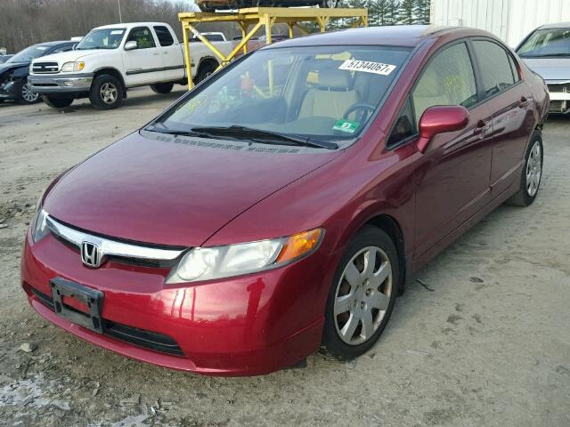 2HGFA16538H523232 - 2008 HONDA CIVIC LX BURGUNDY photo 2