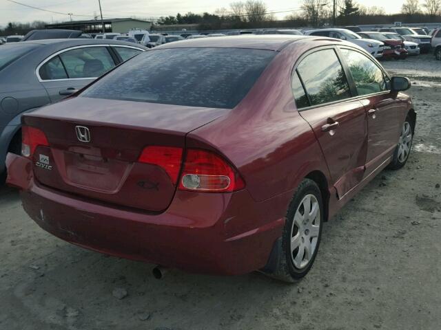 2HGFA16538H523232 - 2008 HONDA CIVIC LX BURGUNDY photo 4